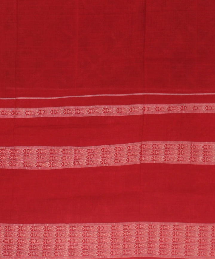 Maroon red wide border cotton handloom sambalpuri saree