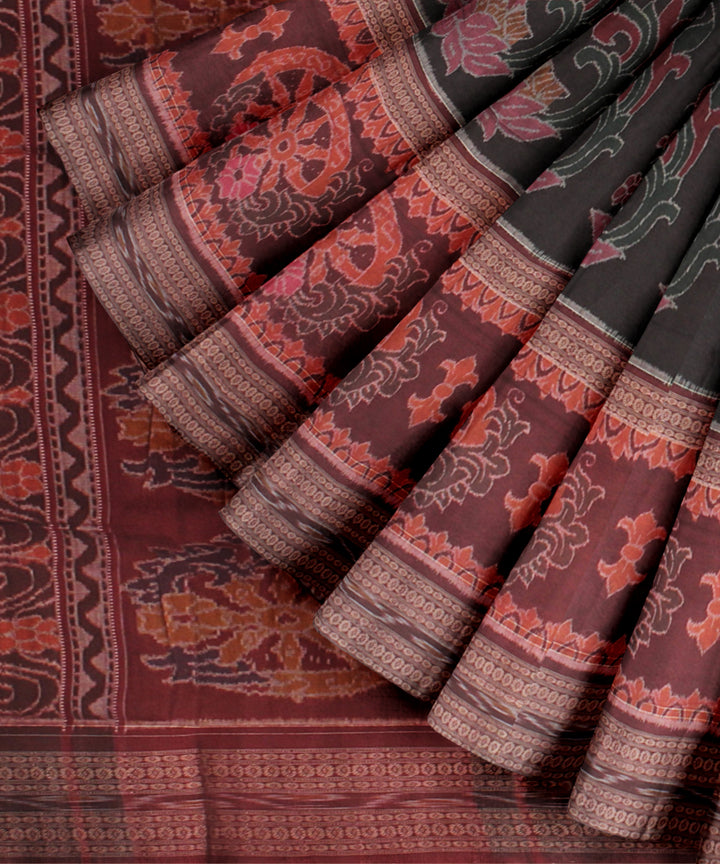 Dark green marron cotton handloom sambalpuri saree