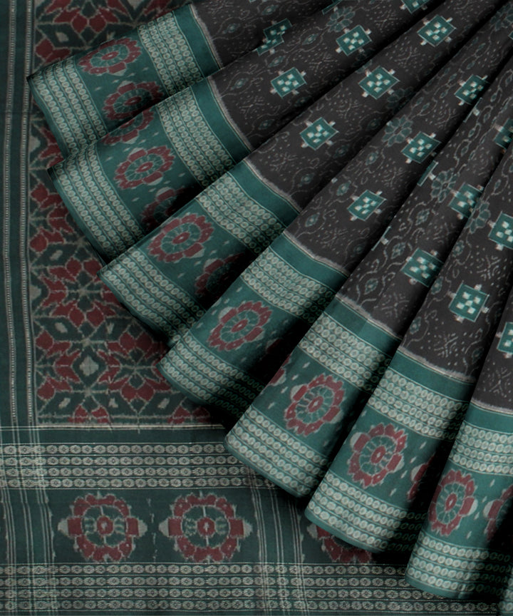 Black green wide border patli cotton handloom sambalpuri saree