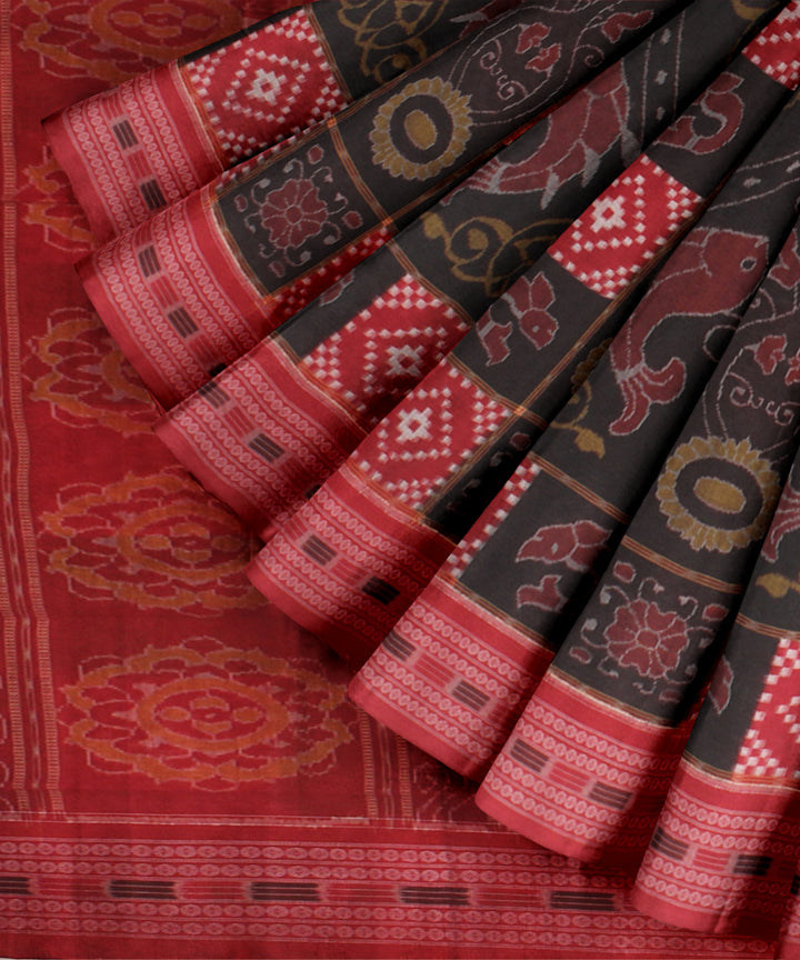 Black red handloom cotton sambalpuri saree