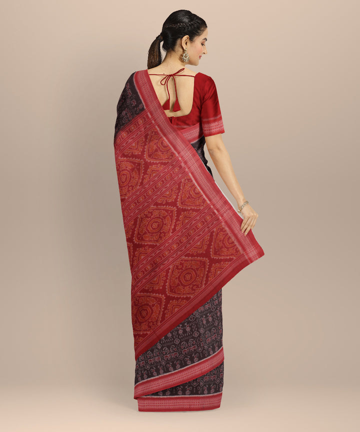 Red coffee cotton handloom sambalpuri saree