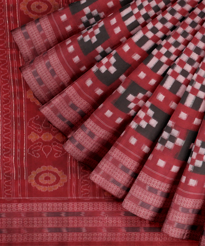 Red black handloom cotton sambalpuri saree
