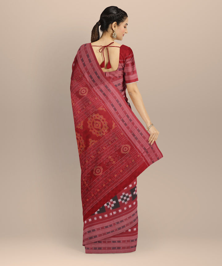 Red black handloom cotton sambalpuri saree