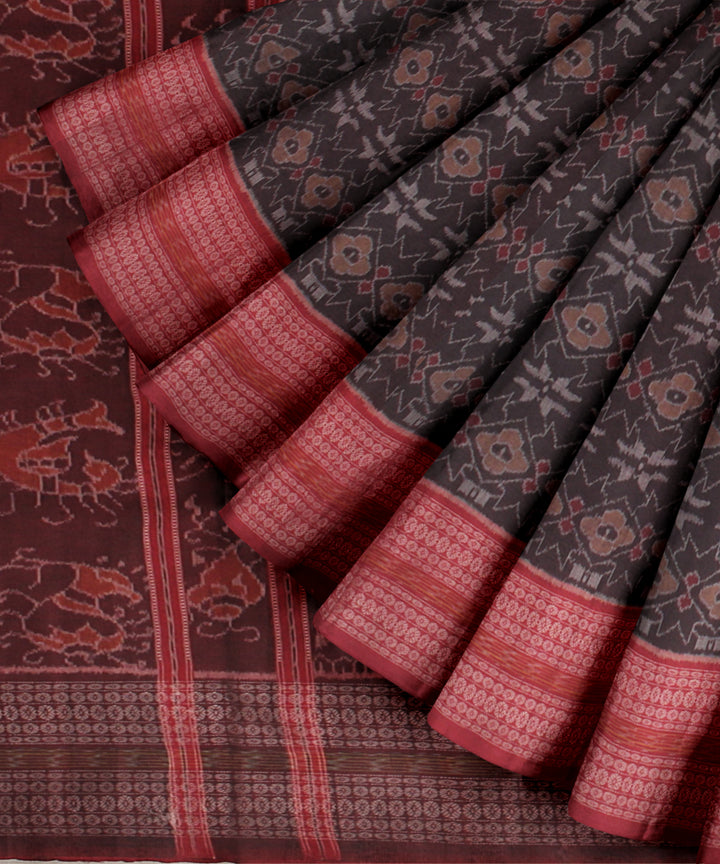 Red cofee cotton handloom sambalpuri saree
