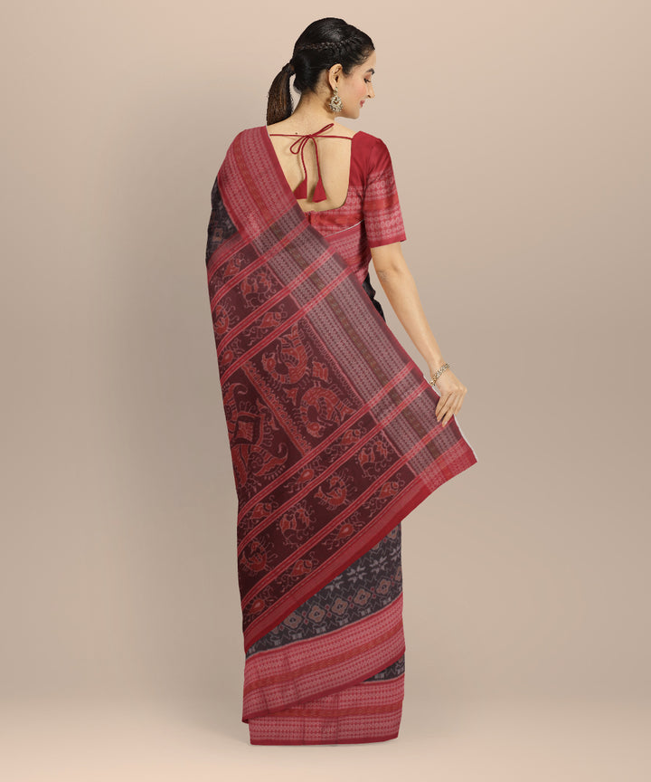 Red cofee cotton handloom sambalpuri saree