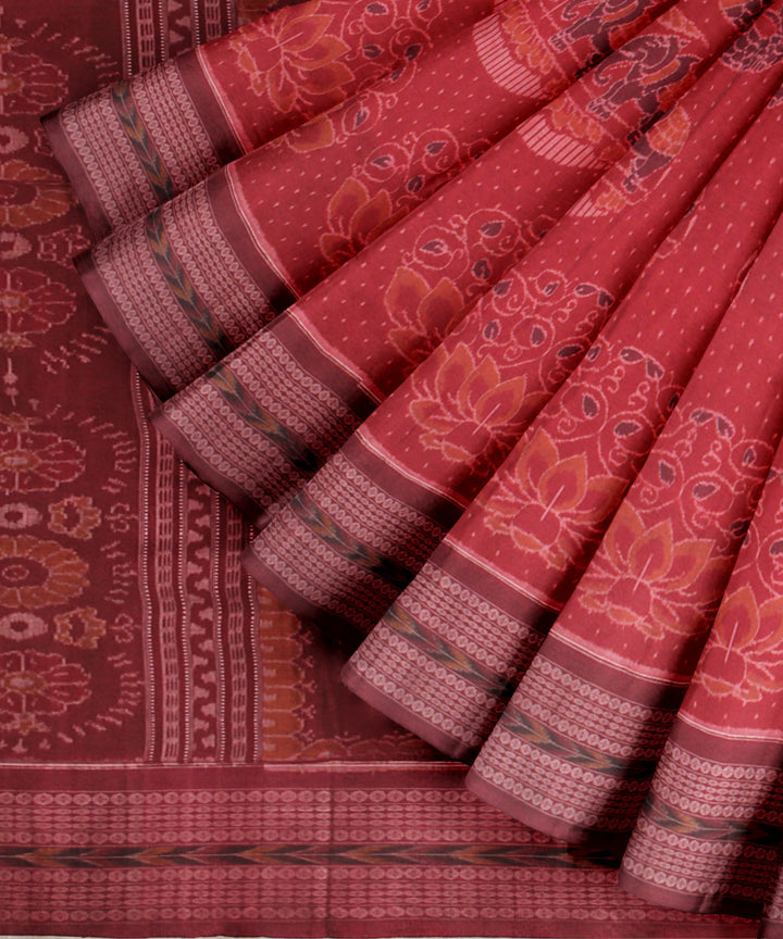 Red maroon cotton handloom sambalpuri saree