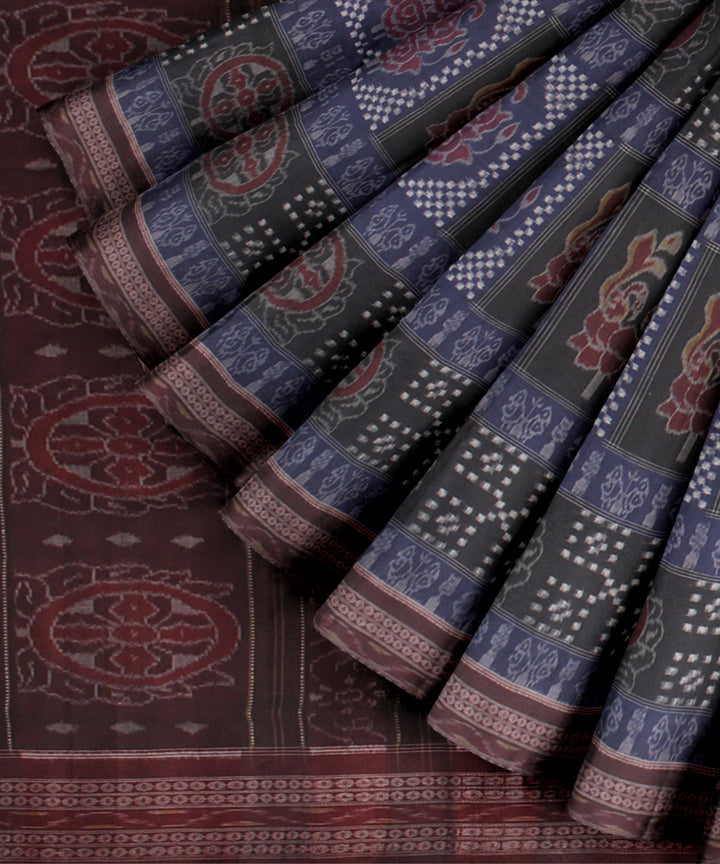 Black blue maroon handloom sambalpuri cotton saree