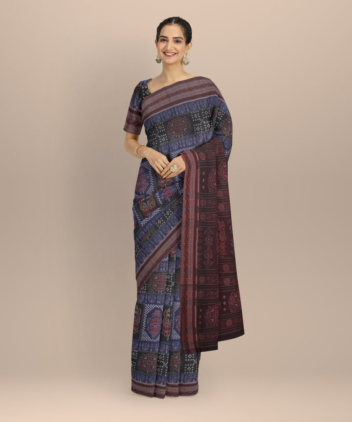 Black blue maroon handloom sambalpuri cotton saree