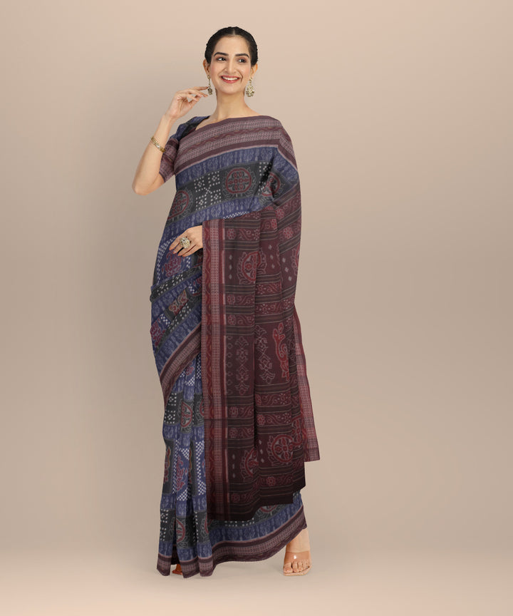 Black blue maroon handloom sambalpuri cotton saree