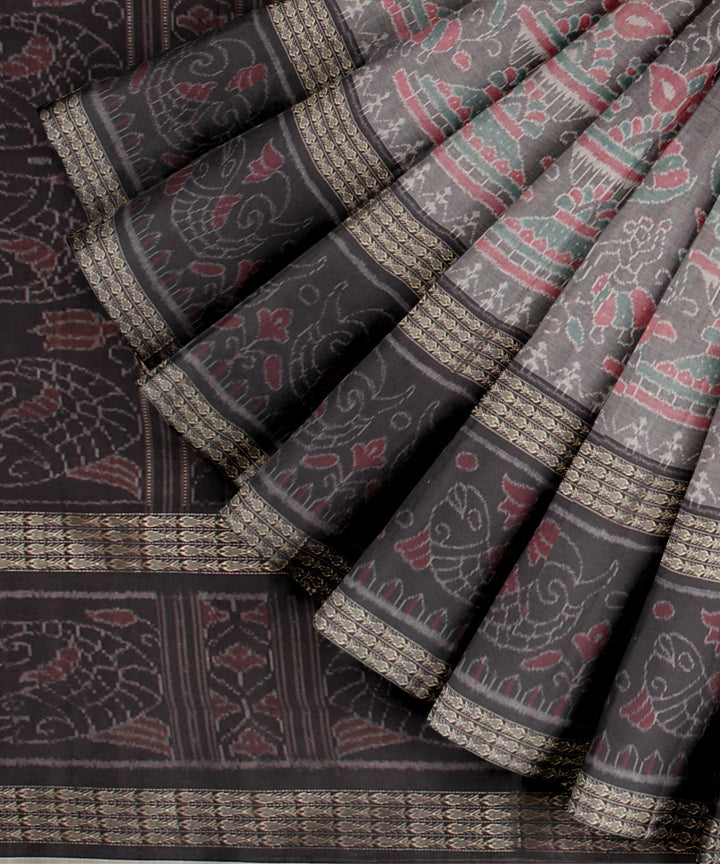 Grey cofee cotton handloom sambalpuri saree