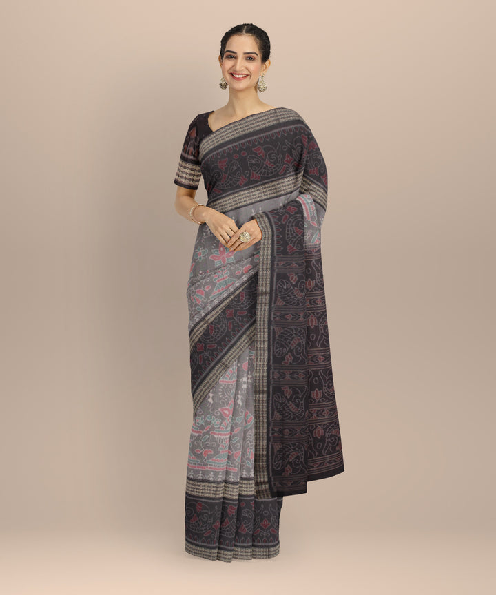 Grey cofee cotton handloom sambalpuri saree
