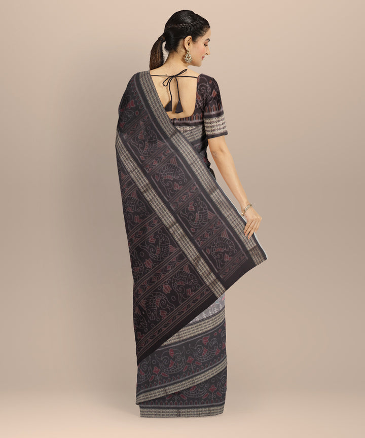 Grey cofee cotton handloom sambalpuri saree