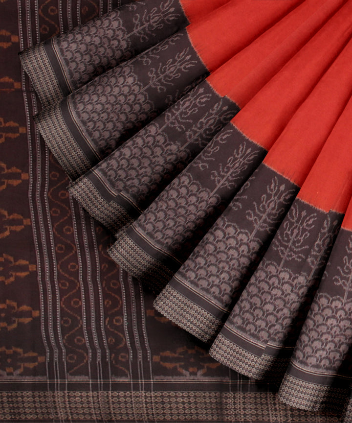 Orange coffee cotton handloom sambalpuri saree