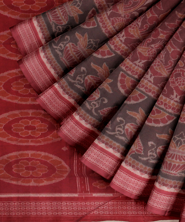 Maroon red handloom sambalpuri cotton saree