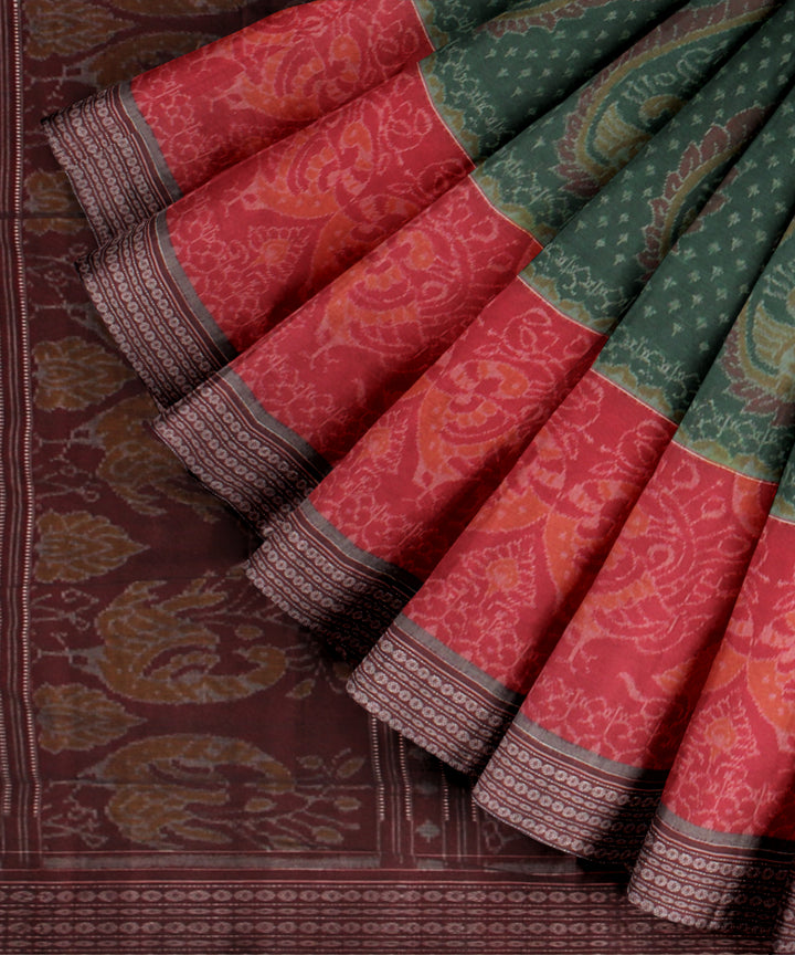 Dark green maroon cotton handloom sambalpuri saree