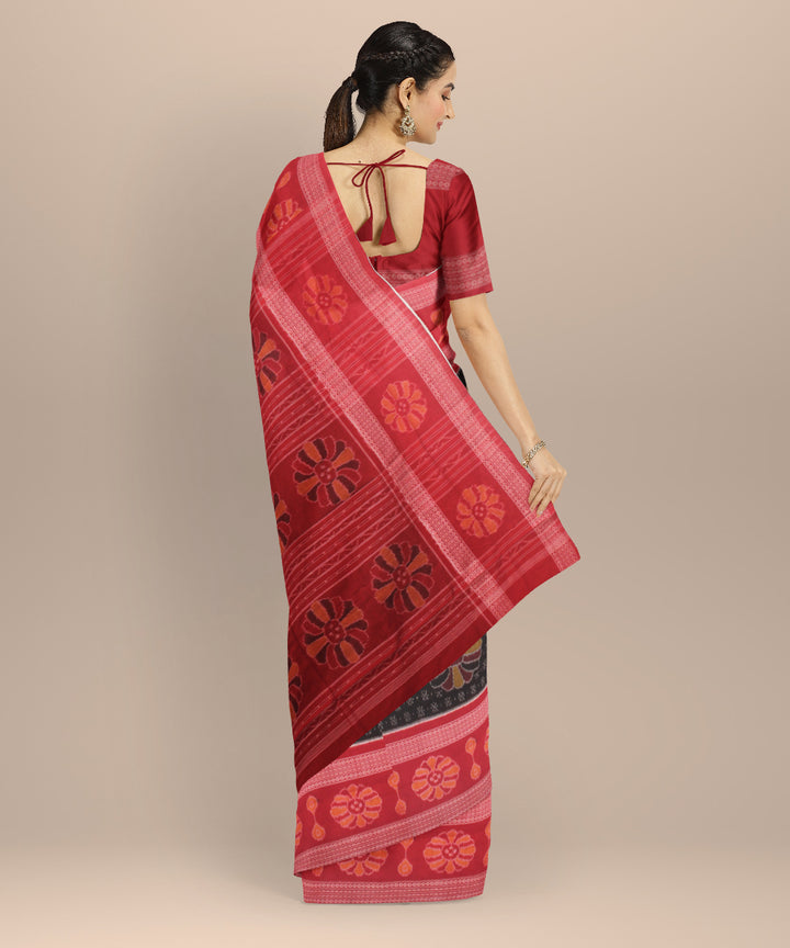 Black red cotton handloom sambalpuri saree