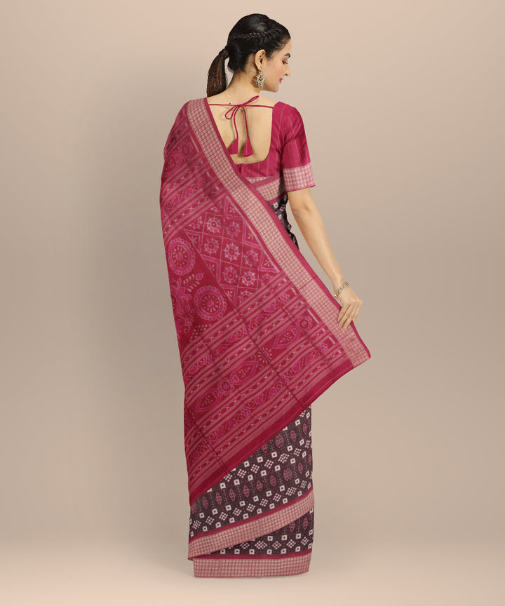 Brown pink silk handloom sambalpuri saree