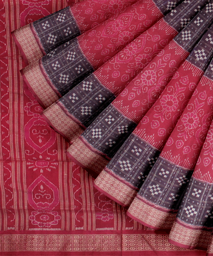 Purple dark pink silk handloom sambalpuri saree