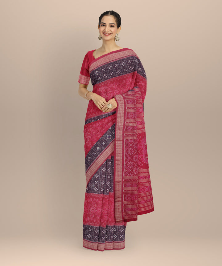 Purple dark pink silk handloom sambalpuri saree