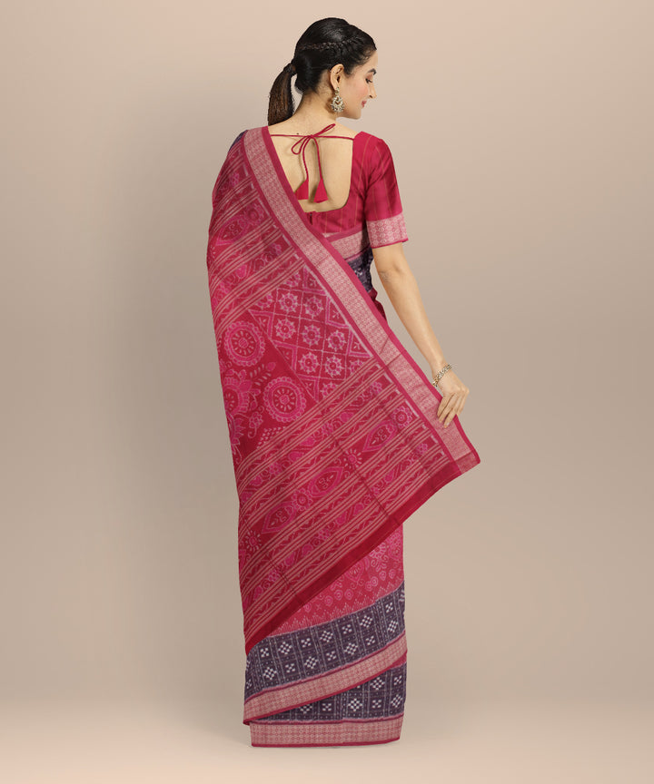 Purple dark pink silk handloom sambalpuri saree