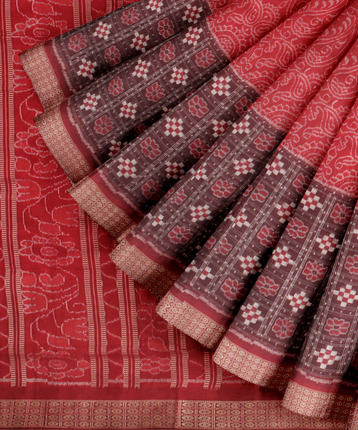 Red maroon silk handloom sambalpuri saree