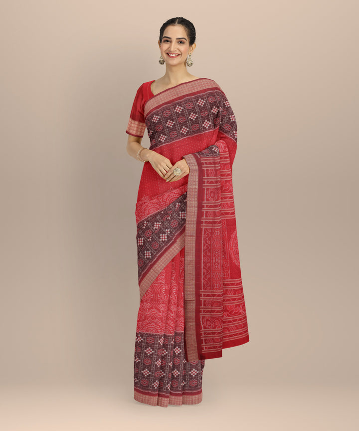 Red maroon silk handloom sambalpuri saree