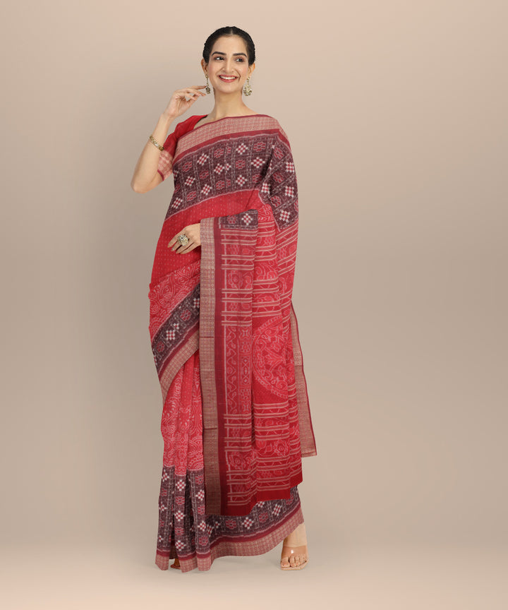 Red maroon silk handloom sambalpuri saree