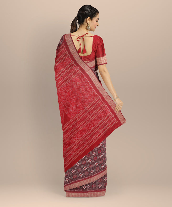 Red maroon silk handloom sambalpuri saree