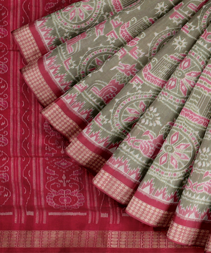 Grey pink silk handloom sambalpuri saree