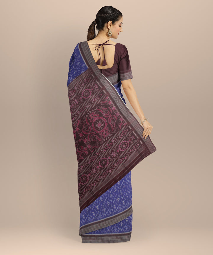 Navy blue brown silk handloom sambalpuri saree