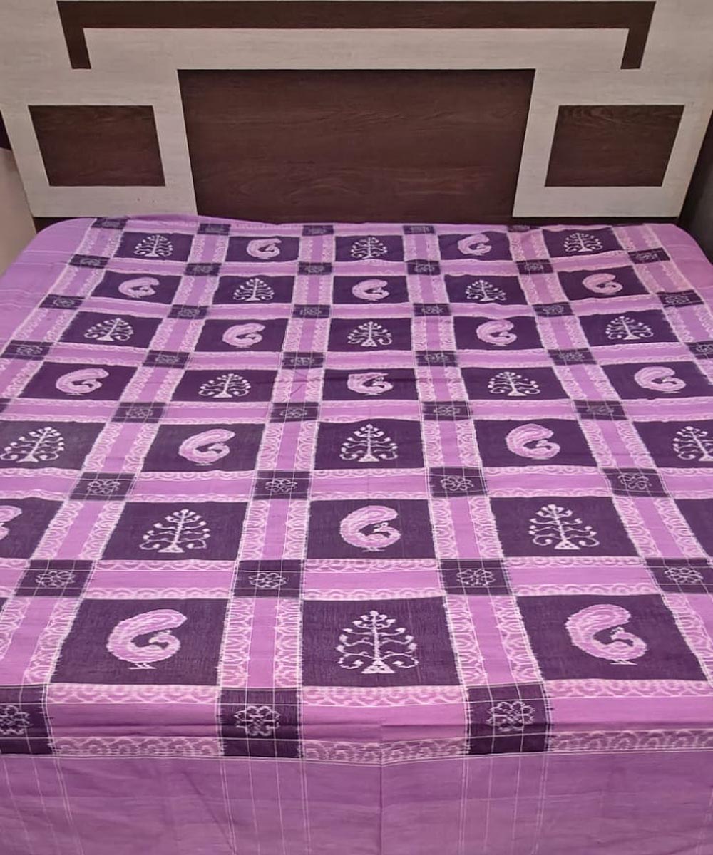Purple handloom sambalpuri cotton bedsheet