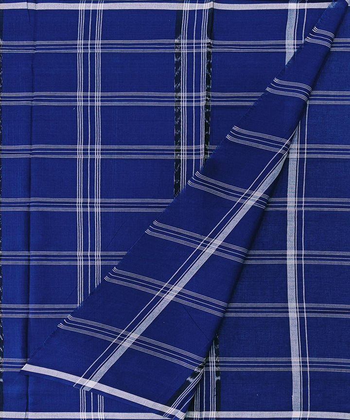 Navy blue check handwoven sambalpuri cotton lungi