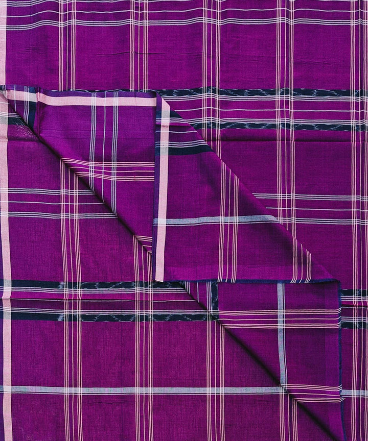 Purple check handwoven cotton sambalpuri lungi