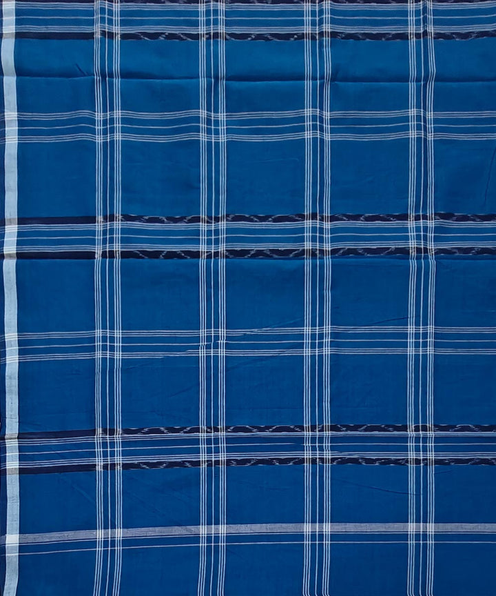 Navy blue check cotton handwoven sambalpuri lungi
