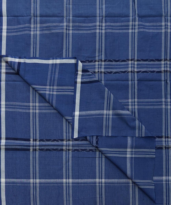 Navy blue check handwoven cotton sambalpuri lungi