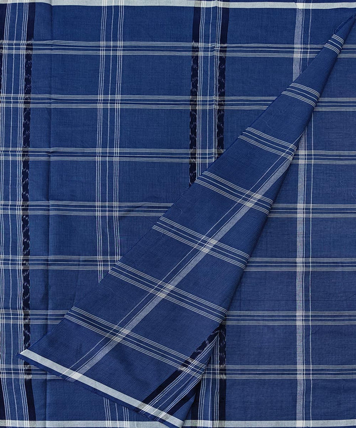 Navy blue check handwoven cotton sambalpuri lungi