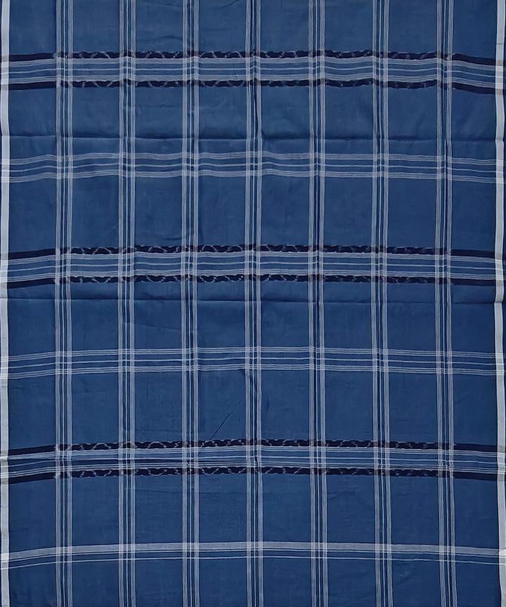 Navy blue check handwoven cotton sambalpuri lungi
