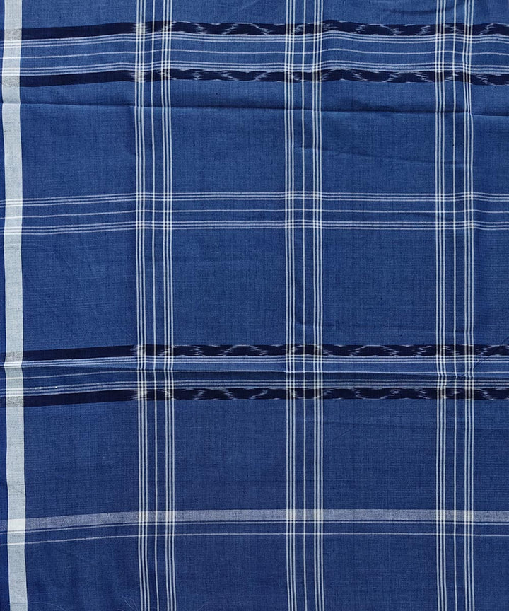 Navy blue check handwoven cotton sambalpuri lungi