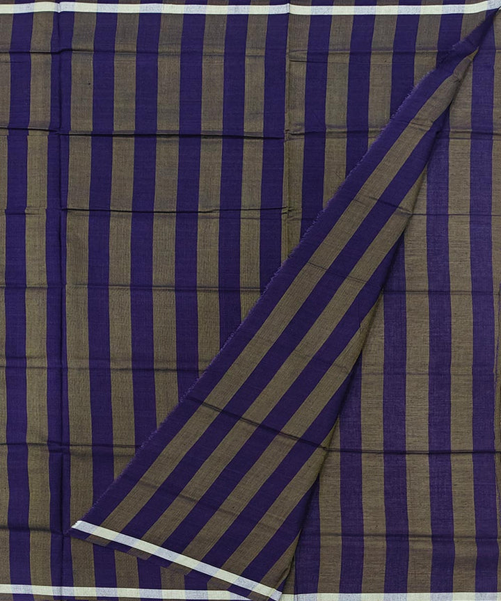 Navy blue olive stripe handwoven cotton sambalpuri lungi