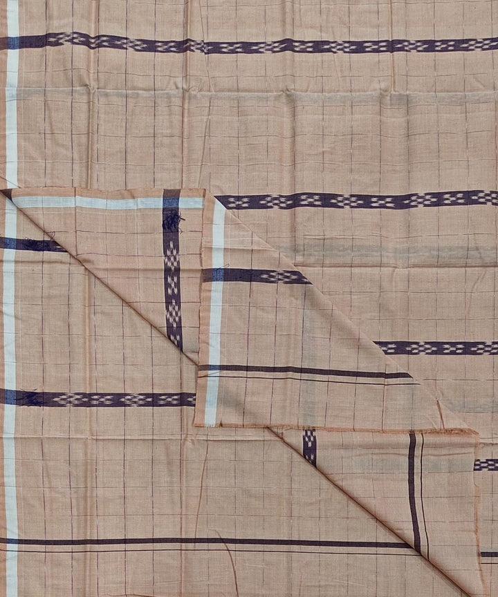Beige striped handwoven cotton sambalpuri lungi