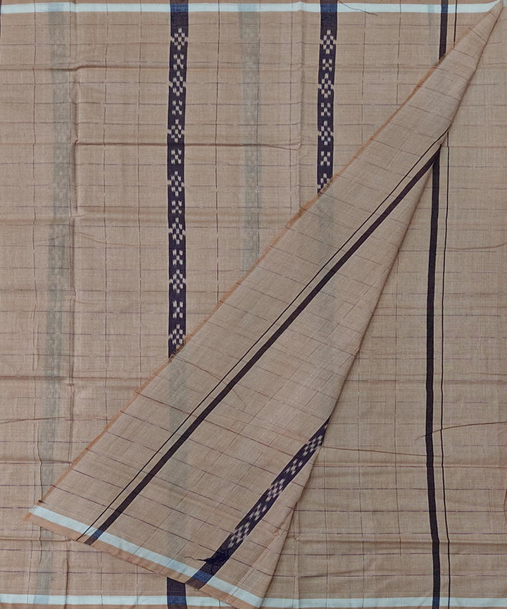 Beige striped handwoven cotton sambalpuri lungi