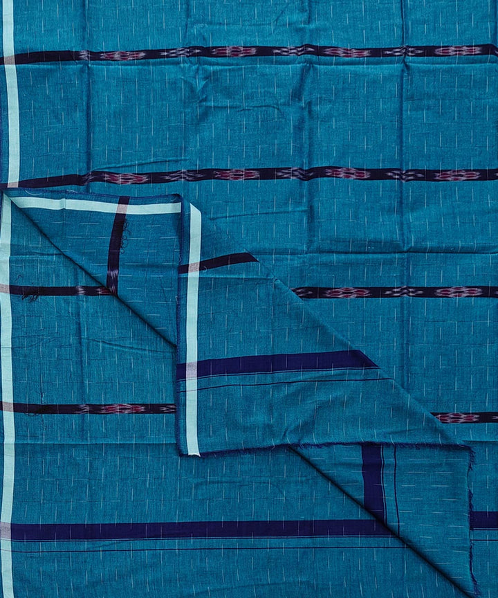 Cyan blue handwoven cotton sambalpuri lungi