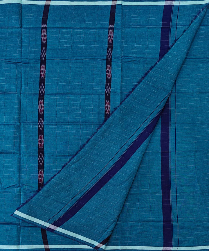 Cyan blue handwoven cotton sambalpuri lungi