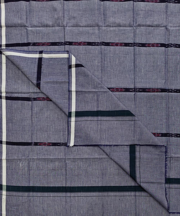 Grey black striped handwoven cotton sambalpuri lungi