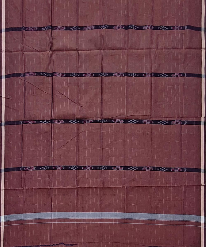 Brown black striped handwoven cotton sambalpuri lungi