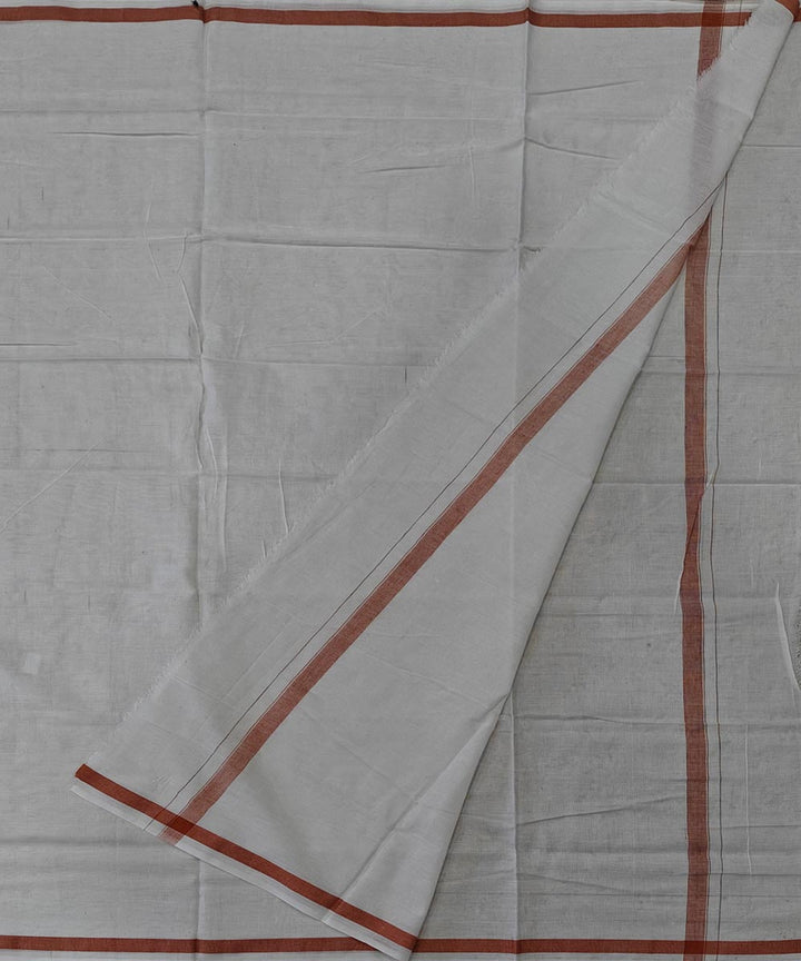 White plain handwoven cotton sambalpuri lungi