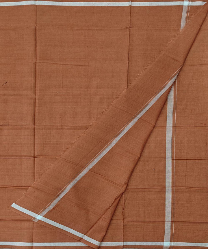 Brown plain handwoven cotton sambalpuri lungi