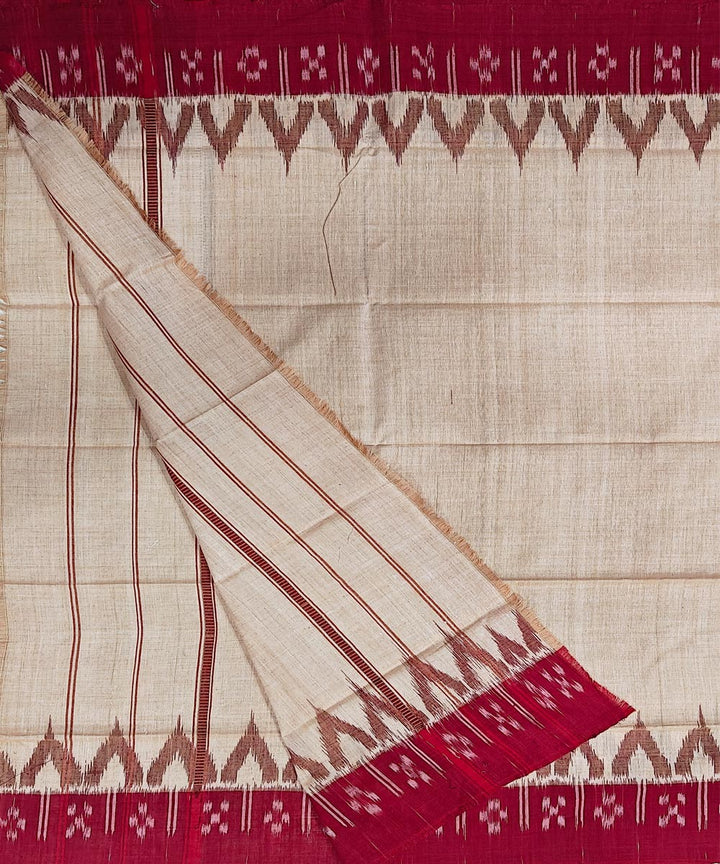 Beige maroon cotton handwoven sambalpuri gamcha towel