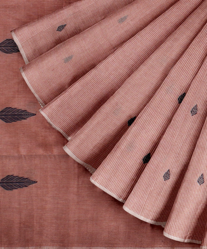 Peach blue handwoven cotton jamdani saree