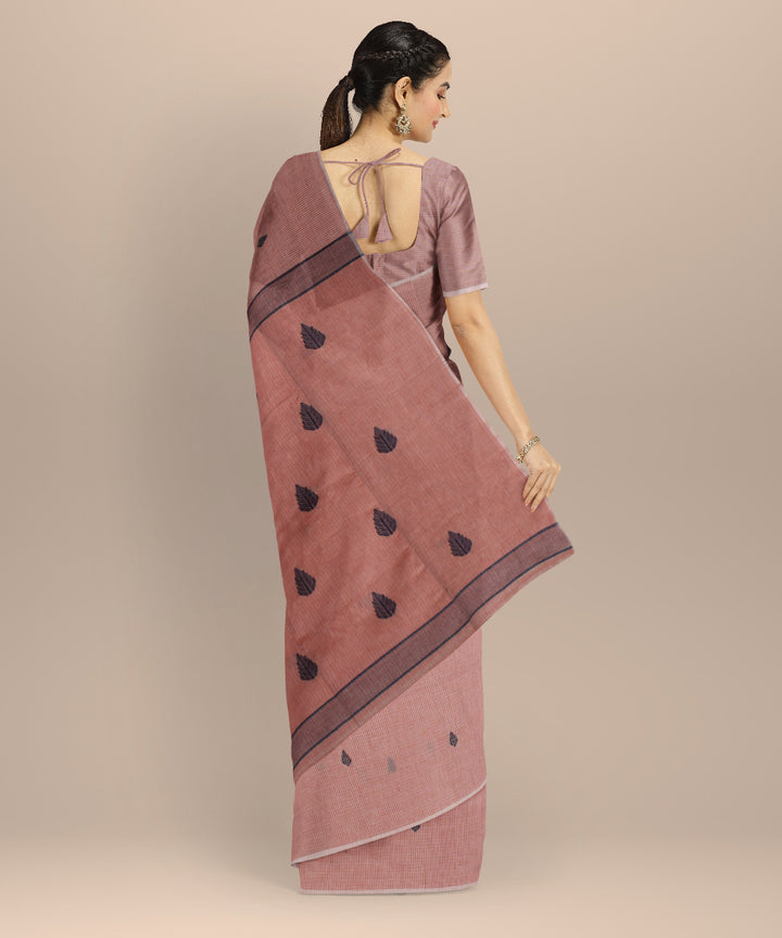 Peach blue handwoven cotton jamdani saree